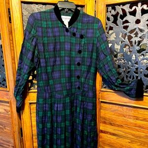 Vintage 90s Plaid Velvet Cottagecore Dress